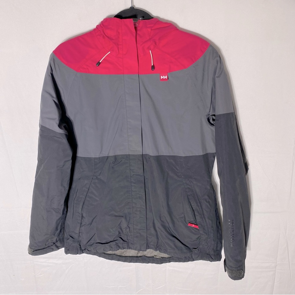 Helly Hansen Grey Pink Zip Front Lightweight Jacket With Hood L